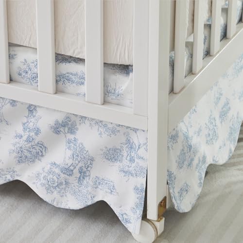 Product: Brandream 4-Piece Crib Bed Skirt & Crib Bedding Set 100% Cotton French Country Toile Floral Print Farmhouse Chic Nursery Crib Bed Skirt