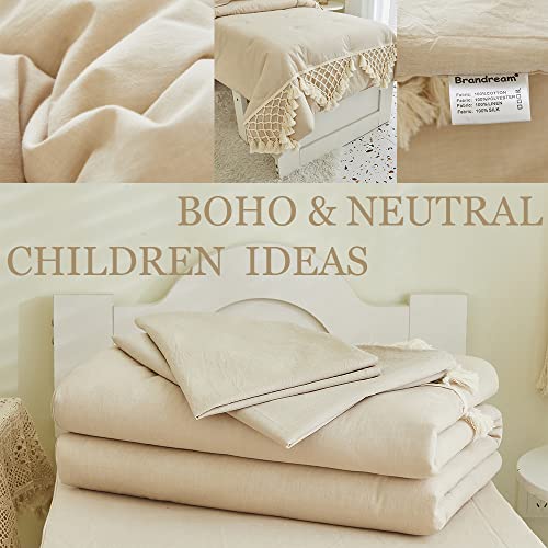 Boho Beige Cotton Crib Bedding Set, Toddler Bedding, Tassel Comforter, 4 Piece Nursery Set, 3 Piece Crib Set, 100% Cotton, Beige 5 Product: Brandream 4Pcs Toddler Bedding + 3Pcs Crib Bedding Gender Neutral Boho Bohemian Girl Boy Solid Beige Farmhouse Chic Unisex Minimalist Tassel Fringe Macrame Cozy 100% Washed Cotton Comforter Set