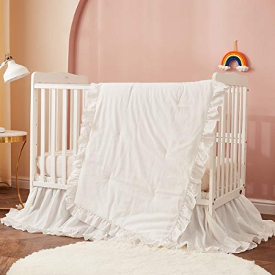 Brandream 6 Piece Baby Crib Bedding Set, Beige White Farmhouse Chic Unisex Minimalist Cotton, 20.5cm 16 Product: Brandream 6PC Baby Crib Bedding Sets for Girls and Boys with Beige Farmhouse Chic Unisex Minimalist Tassel Fringe Macrame + Farmhouse Boho White Ruffle Washed Pure Cotton Set