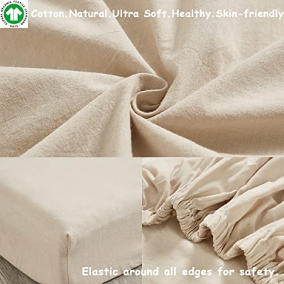 Brandream 6 Piece Baby Crib Bedding Set, Beige White Farmhouse Chic Unisex Minimalist Cotton, 20.5cm 15 Product: Brandream 6PC Baby Crib Bedding Sets for Girls and Boys with Beige Farmhouse Chic Unisex Minimalist Tassel Fringe Macrame + Farmhouse Boho White Ruffle Washed Pure Cotton Set