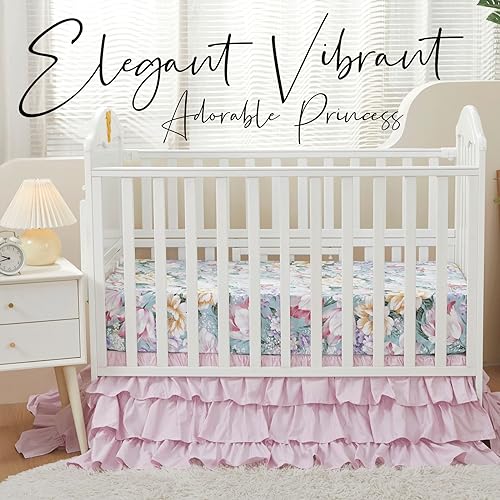 Product: Brandream 6PCs Baby Girls Crib Bedding Set 100% Cotton 2 Packs Crib Set Luxury Floral 2 Packs Crib Set