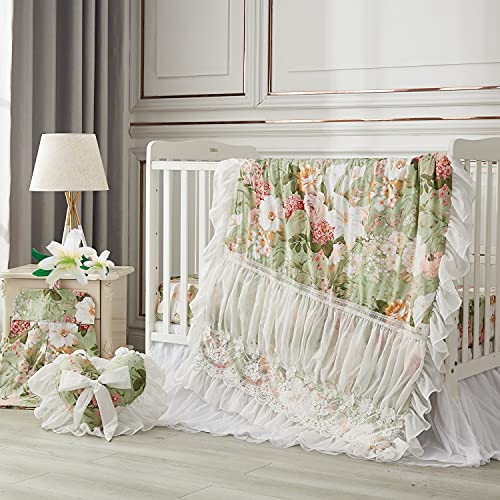 Product: Brandream 6PCs Baby Girls Crib Bedding Set Super Soft 100% Cotton 2 Packs Crib Set Luxury Floral 2 Packs Crib Set