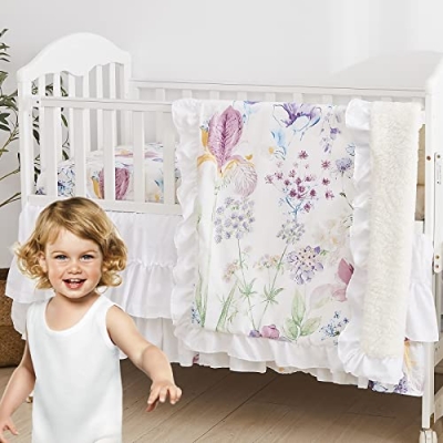 Brandream 7 Piece Baby Toddler Crib Bedding Set, Floral Nursery Bedding, Toddler Comforter Quilt, Ruffle Crib Skirt 7PCs 17 Product: Brandream 7PCs Baby Toddler Bedding Set 4 Pieces + 3 Pieces Crib Bedding Set