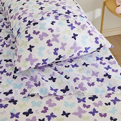 Purple Baby Crib Bedding Set, Elephant Embroidery Butterfly Nursery Set, 7PCS Girls Toddler Bedding, 42x58in 12 Product: Brandream 7PCS Purple Baby Crib & Toddler Bedding Sets with Elephant Embroidery and Butterfly