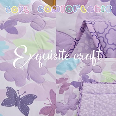 Purple Baby Crib Bedding Set, Elephant Embroidery Butterfly Nursery Set, 7PCS Girls Toddler Bedding, 42x58in 13 Product: Brandream 7PCS Purple Baby Crib & Toddler Bedding Sets with Elephant Embroidery and Butterfly