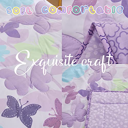Purple Baby Crib Bedding Set, Elephant Embroidery Butterfly Nursery Set, 7PCS Girls Toddler Bedding, 42x58in 4 Product: Brandream 7PCS Purple Baby Crib & Toddler Bedding Sets with Elephant Embroidery and Butterfly