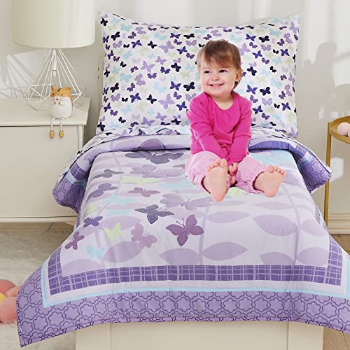 Purple Baby Crib Bedding Set, Elephant Embroidery Butterfly Nursery Set, 7PCS Girls Toddler Bedding, 42x58in 1 Product: Brandream 7PCS Purple Baby Crib & Toddler Bedding Sets with Elephant Embroidery and Butterfly