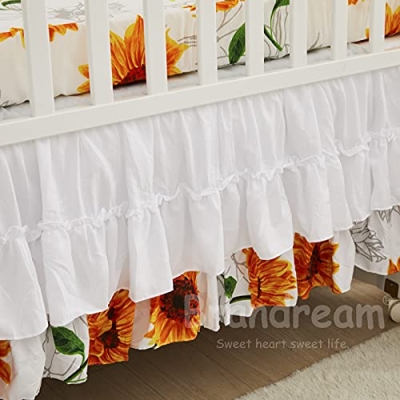 Product: Brandream 9PC Baby Crib Bedding Sets for Girls with Farmhouse Sunflower Boho Ruffle Design