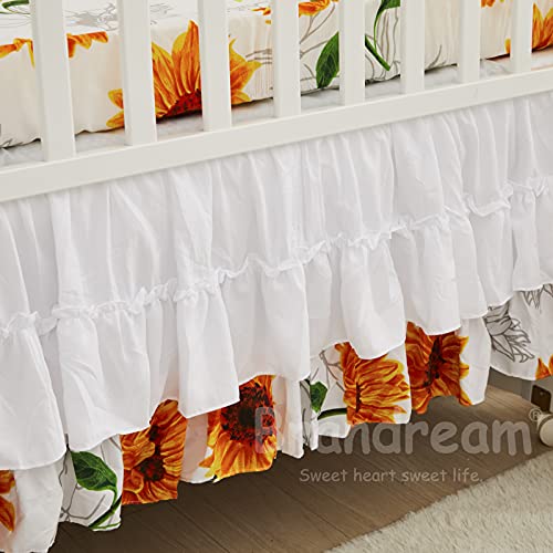 Product: Brandream 9PC Baby Crib Bedding Sets for Girls with Farmhouse Sunflower Boho Ruffle Design