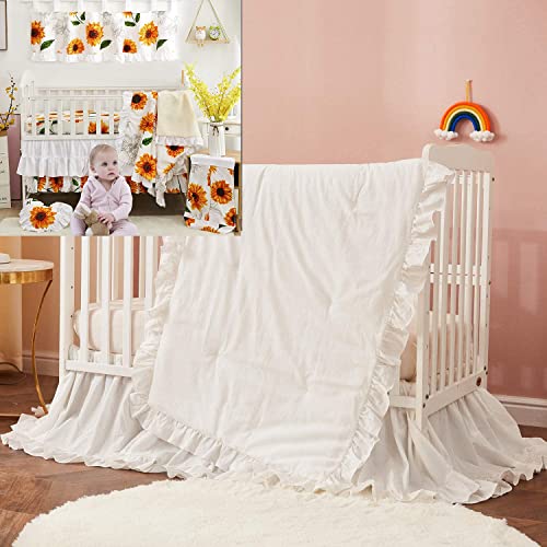 Product: Brandream 9PC Baby Crib Bedding Sets for Girls with Farmhouse Sunflower Boho Ruffle Design