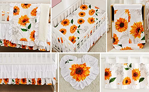 Product: Brandream 9PC Baby Crib Bedding Sets for Girls with Farmhouse Sunflower Boho Ruffle Design