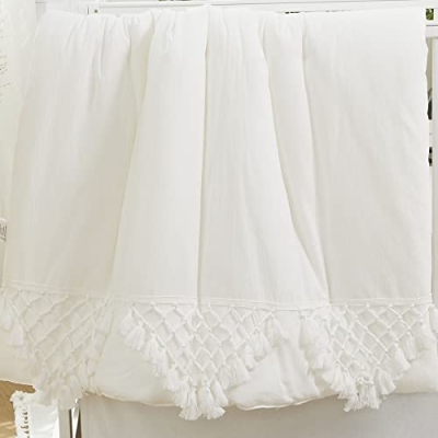 Gender Neutral Boho Baby Crib Bedding Set Beige White Cotton, Brandream 9 Piece Nursery Decor, 100% Cotton 32.5cm 11 Product: Brandream 9PCS Gender Neutral Boho Bohemian Baby Girl Boy Nursery Crib Bedding Set Solid Beige and White Farmhouse Chic Unisex Minimalist Tassel Fringe Macrame Cozy 100% Washed Cotton