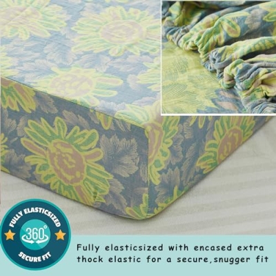 Product: Brandream Baby Crib Bedding Set for Girls and Boys Gender Neutral Boho Bohemian Sunflower Farmhouse Chic Ruffle 6-Piece Nursery Bedding Set - 100% Washed Cotton Yellow Beige