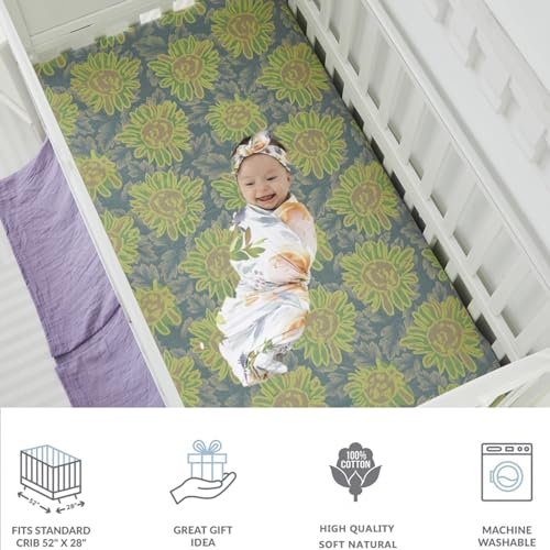 Product: Brandream Baby Crib Bedding Set for Girls and Boys Gender Neutral Boho Bohemian Sunflower Farmhouse Chic Ruffle 6-Piece Nursery Bedding Set - 100% Washed Cotton Yellow Beige