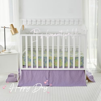 Product: Brandream Baby Crib Bedding Set for Girls and Boys Gender Neutral Boho Bohemian Sunflower Farmhouse Chic Ruffle 6-Piece Nursery Bedding Set - 100% Washed Cotton Yellow Beige