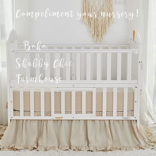Baby Crib Bedding Set, Gender Neutral Boho Beige Washed Cotton, 6 Piece Nursery Quilt 45x36in 5 Product: Brandream Baby Crib Bedding Set for Girls Boys Gender Neutral Boho Bohemian Farmhouse Chic Ruffle 6-Piece Nursery Bedding Set - 100% Washed Cotton Beige