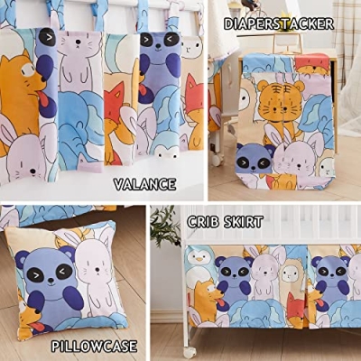 Product: Brandream Baby Crib Bedding Sets for Boys Jungle Animals Nursery Blanket Set 6 Piece, Elephant Lions Fox Rabbit Print