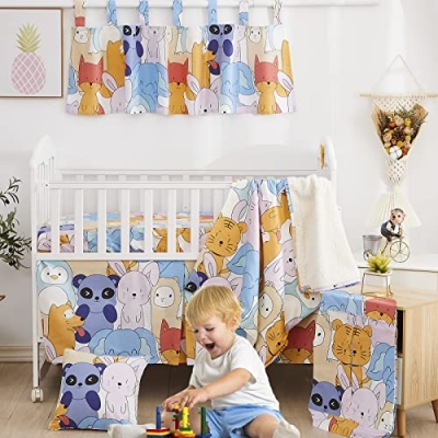 Product: Brandream Baby Crib Bedding Sets for Boys Jungle Animals Nursery Blanket Set 6 Piece, Elephant Lions Fox Rabbit Print