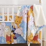 Product: Brandream Baby Crib Bedding Zoo Animal Nursery Decor Neutral Blanket Set with Elephant Fox Lions Rabbit Print, 3 Piece
