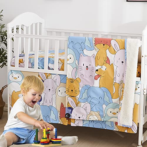 Brandream Neutral Zoo Animal Baby Crib Bedding Set, Cotton Blanket Fitted Sheet Crib Skirt, Elephant Fox Lion Bunny 3 Piece 20.5cm 1 Product: Brandream Baby Crib Bedding Zoo Animal Nursery Decor Neutral Blanket Set with Elephant Fox Lions Rabbit Print, 3 Piece