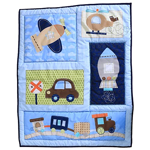 Brandream Boys Crib Bedding Set, Car Spaceship Nursery Comforter Set, Cotton Quilt Fitted Sheet Bed Skirt, 33x42in 2 Product: Brandream Boys Crib Bedding Set Baby Vehicle Nursery Bedding 3 Piece Comforter Set with Car Spaceship