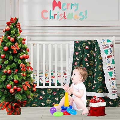 Christmas Crib Bedding Set, 100% Cotton Gender Neutral Baby Nursery Bedding, Reversible Comforter Fitted Sheet Dust Ruffle, 16 Drop 12 Product: Brandream Christmas Crib Bedding Sets for Girl Boy Nursery Set 3 Pieces 100% Cotton Gender Neutral Baby Bedding | Crib Comforter, Fiited Crib Sheet, Dust Ruffle