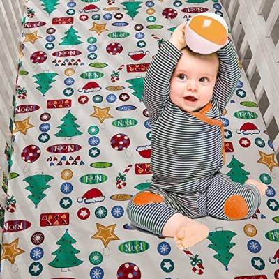 Christmas Crib Bedding Set, 100% Cotton Gender Neutral Baby Nursery Bedding, Reversible Comforter Fitted Sheet Dust Ruffle, 16 Drop 9 Product: Brandream Christmas Crib Bedding Sets for Girl Boy Nursery Set 3 Pieces 100% Cotton Gender Neutral Baby Bedding | Crib Comforter, Fiited Crib Sheet, Dust Ruffle