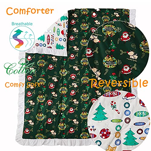 Christmas Crib Bedding Set, 100% Cotton Gender Neutral Baby Nursery Bedding, Reversible Comforter Fitted Sheet Dust Ruffle, 16 Drop 2 Product: Brandream Christmas Crib Bedding Sets for Girl Boy Nursery Set 3 Pieces 100% Cotton Gender Neutral Baby Bedding | Crib Comforter, Fiited Crib Sheet, Dust Ruffle