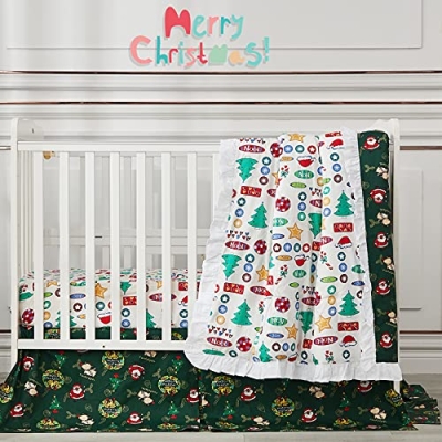Product: Brandream Christmas Crib Bedding Sets for Girl Boy Nursery Set 3 Pieces 100% Cotton Gender Neutral Baby Bedding | Crib Comforter, Fiited Crib Sheet, Dust Ruffle