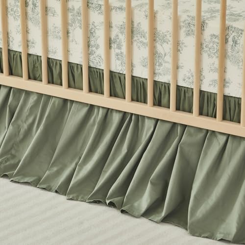 100% Cotton French Country Toile Crib Sheet and Crib Bed Skirt Set, Baby Nursery Bedding, 52x28in 6 Product: Brandream Crib Sheet & Crib Bed Skirt 100% Cotton French Country Toile Floral Printed Baby Nursery Bedding Set