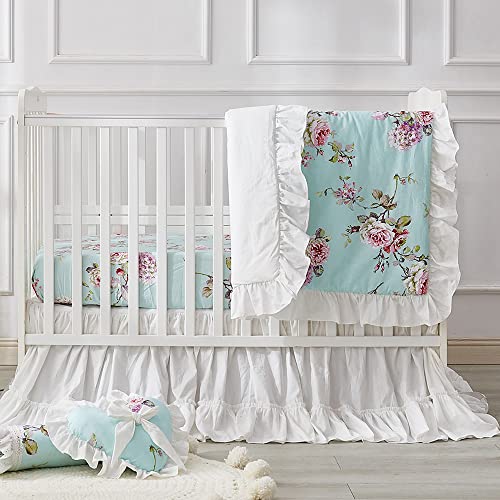Product: Brandream Crib Sheet & Crib Bed Skirt 100% Cotton French Country Toile Floral Printed Baby Nursery Bedding Set