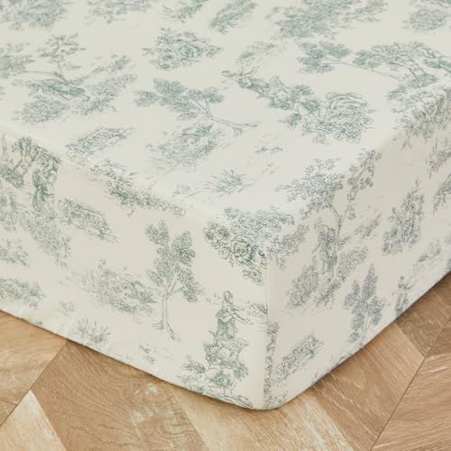 100% Cotton French Country Toile Crib Sheet and Crib Bed Skirt Set, Baby Nursery Bedding, 52x28in 5 Product: Brandream Crib Sheet & Crib Bed Skirt 100% Cotton French Country Toile Floral Printed Baby Nursery Bedding Set