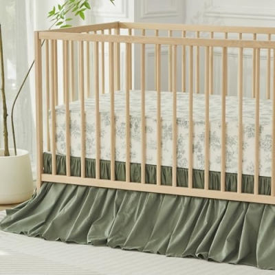 Product: Brandream Crib Sheet & Crib Bed Skirt 100% Cotton French Country Toile Floral Printed Baby Nursery Bedding Set