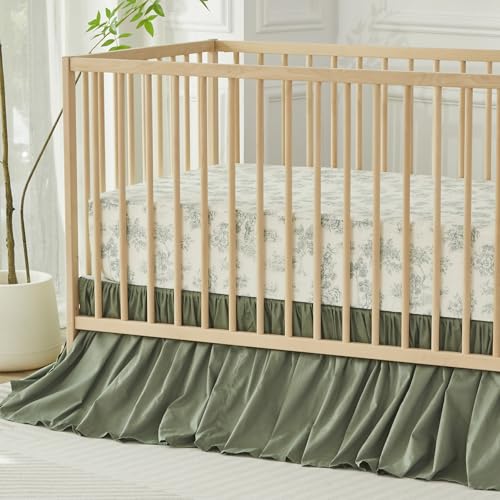 Product: Brandream Crib Sheet & Crib Bed Skirt 100% Cotton French Country Toile Floral Printed Baby Nursery Bedding Set