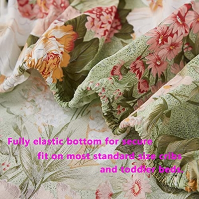 100% Cotton Lilium Rose Floral Crib Sheet, Crib Bed Skirt, Baby Nursery Bedding Set, Standard Crib 52x28in 17 Product: Brandream Crib Sheet & Crib Bed Skirt 100% Cotton Lilium Rose Floral Printed Baby Nursery Bedding Set