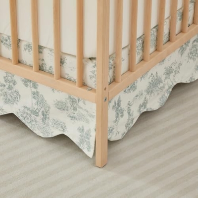 Product: Brandream Crib Sheet & Crib Bed Skirt 100% Cotton Lilium Rose Floral Scallop Edge Toile Farmhouse Chic Boho Crib Bedding Set