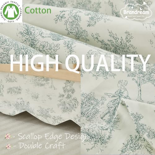 Product: Brandream Crib Sheet & Crib Bed Skirt 100% Cotton Lilium Rose Floral Scallop Edge Toile Farmhouse Chic Boho Crib Bedding Set