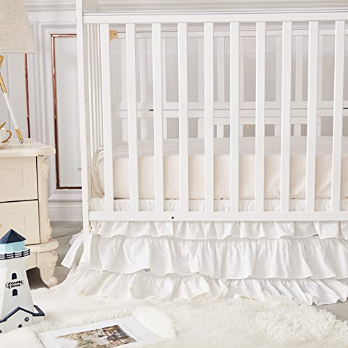 Cotton Crib Sheet Crib Bed Skirt, Lilium Rose Floral White Nursery Bedding Set, Standard Crib Toddler Mattress 52x28in 7 Product: Brandream Crib Sheet & Crib Bed Skirt 100% Cotton Lilium Rose Floral Solid White Dust Ruffle Crib Skirt Baby Nursery Bedding Set