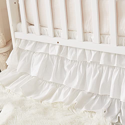 Cotton Crib Sheet Crib Bed Skirt, Lilium Rose Floral White Nursery Bedding Set, Standard Crib Toddler Mattress 52x28in 6 Product: Brandream Crib Sheet & Crib Bed Skirt 100% Cotton Lilium Rose Floral Solid White Dust Ruffle Crib Skirt Baby Nursery Bedding Set