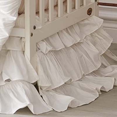 Cotton Crib Sheet Crib Bed Skirt, Lilium Rose Floral White Nursery Bedding Set, Standard Crib Toddler Mattress 52x28in 14 Product: Brandream Crib Sheet & Crib Bed Skirt 100% Cotton Lilium Rose Floral Solid White Dust Ruffle Crib Skirt Baby Nursery Bedding Set