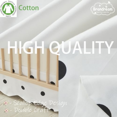 Brandream Black Polka Dot Crib Sheet Crib Bed Skirt, 100% Cotton Scallop Edge Nursery Bedding Set, 52x28in 16 Product: Brandream Crib Sheet & Crib Bed Skirt 100% Cotton Scallop Edge Black Polka Dots Baby Nursery Bedding Set