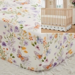 Product: Brandream Crib Sheet & Crib Bed Skirt 100% Cotton Scallop Edge Black Polka Dots Baby Nursery Bedding Set