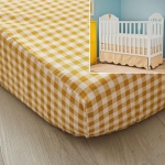 Product: Brandream Crib Sheet & Crib Bed Skirt 100% Cotton Yellow Scallop Edge Plaid Breathable Soft Baby Nursery Bedding Set