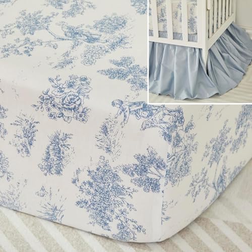 Product: Brandream Crib Sheet & Crib Bed Skirt Dust Ruffle Farmhouse Chic 100% Cotton Baby Nursery Bedding Set