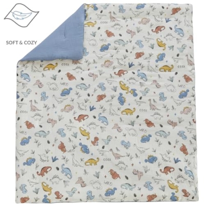 Brandream Dinosaur Crib Bedding Set, 100% Cotton Double Gauze, Blue Cream Multicolor, 6 Piece Nursery Ensemble, 20.5cm 13 Product: Brandream Dinosaurs 6 Piece Crib Bedding Set, 100% Cotton Double Gauze Ultra Soft Cozy Baby Nursery Quilt Crib Sheet Crib Skirt Valance Nursery Collection - Blue Cream Multicolor