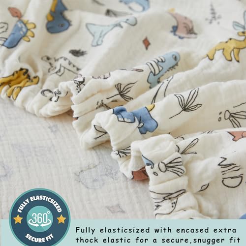 Brandream Dinosaur Crib Bedding Set, 100% Cotton Double Gauze, Blue Cream Multicolor, 6 Piece Nursery Ensemble, 20.5cm 6 Product: Brandream Dinosaurs 6 Piece Crib Bedding Set, 100% Cotton Double Gauze Ultra Soft Cozy Baby Nursery Quilt Crib Sheet Crib Skirt Valance Nursery Collection - Blue Cream Multicolor