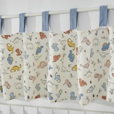 Brandream Dinosaur Crib Bedding Set, 100% Cotton Double Gauze, Blue Cream Multicolor, 6 Piece Nursery Ensemble, 20.5cm 15 Product: Brandream Dinosaurs 6 Piece Crib Bedding Set, 100% Cotton Double Gauze Ultra Soft Cozy Baby Nursery Quilt Crib Sheet Crib Skirt Valance Nursery Collection - Blue Cream Multicolor