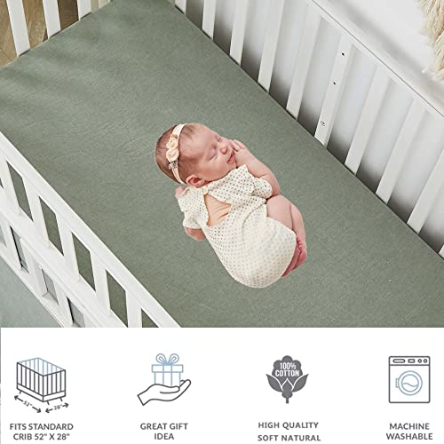 Boho Crib Bedding Set, Sage Green Gender Neutral Nursery, 6 Piece Washed Cotton, 100% Cotton, 52x28in 1 Product: Brandream Gender Neutral Boho Bohemian Baby Girl Boy Nursery Crib Bedding Set - 6pc - Solid Color Sage Green Farmhouse Chic Unisex Minimalist Tassel Fringe Macrame 100% Washed Cotton