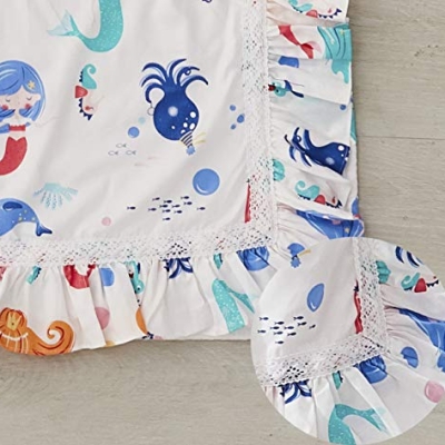 Product: Brandream Girls Nursery Bedding Pink Mermaid Princess Baby Crib Bedding Nautical Ocean Animal Newborn Blanket Set, 100% Cotton