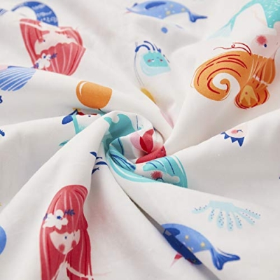 Product: Brandream Mermaid Nursery Bedding Set for Girls Princess Pink Baby Crib Bedding 4 Piece Underwater Fish Blanket Set with Diaper Stacker, 100% Cotton